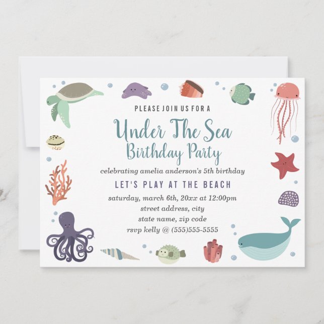Invitation Sous L'Invitation Des Anniversaires de enfants De  (Devant)