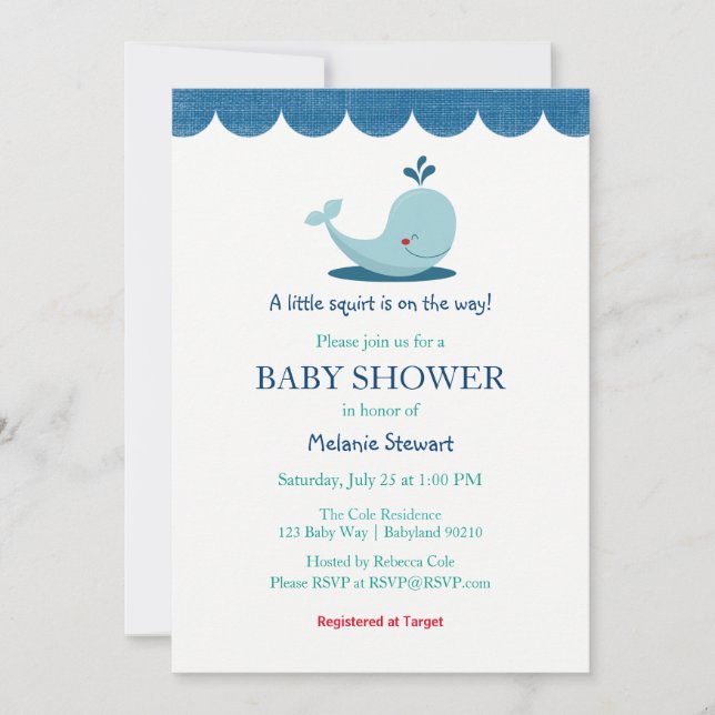 Invitation Sous l'invitation du Baby shower des baleines mari (Devant)