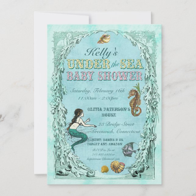 Invitation Sous l'invitation du Baby shower des sirènes de me (Devant)