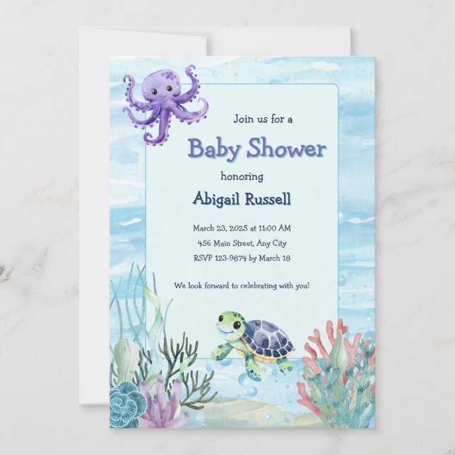 Invitation Sous l'invitation du Baby shower marin (Devant)