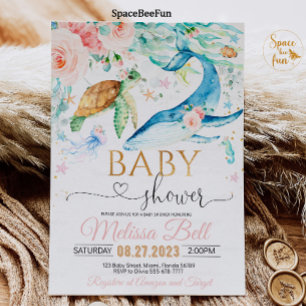 Invitation Sous l'invitation du Baby shower marin Girl Ocean