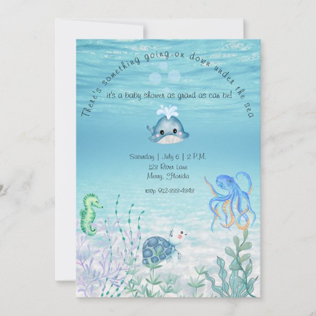 Invitation Sous l'invitation du baby shower océanique (Devant)