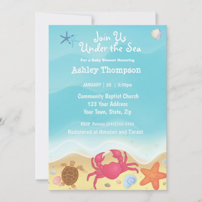 Invitation Sous l'invitation du Baby shower Sea Boys (Devant)