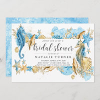 Sous l'invitation Sea Blue & Gold Bridal Shower