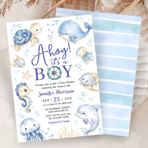 Invitation Sous l'océan Ahoy C'est un garçon Fête de bébé océ