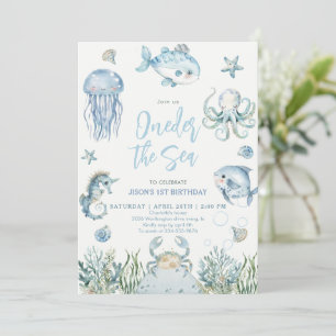 Invitation Sous l'océan Animaux de la mer Garçon 1er Annivers