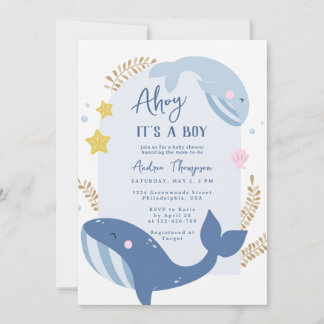 Invitation Sous l'océan Bleu Ohé C'est un garçon Baby Shower