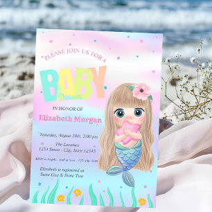 Invitation Sous l'océan, Fête Prénatale Bébé Holographique Ét