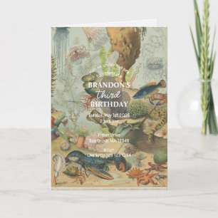Invitation Sous l'océan Mer Animaux de mer rétro Anniversaire
