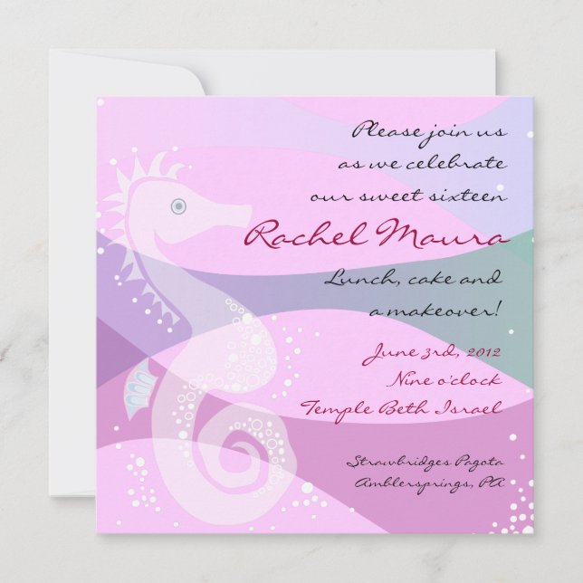 Invitation Sous l'Sweet sixteen de l'hippocampe de mer (Devant)