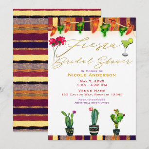 Invitation Southwest Cactus Modern Fiesta Fête de l'mariée Pa