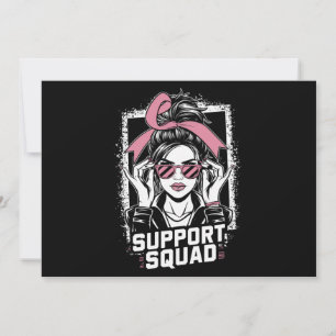 Invitation Soutien Squad Messy Bun Pink Warrior Cancer du sei