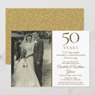 Invitation Souvenir de 50e anniversaire de mariage confettis 