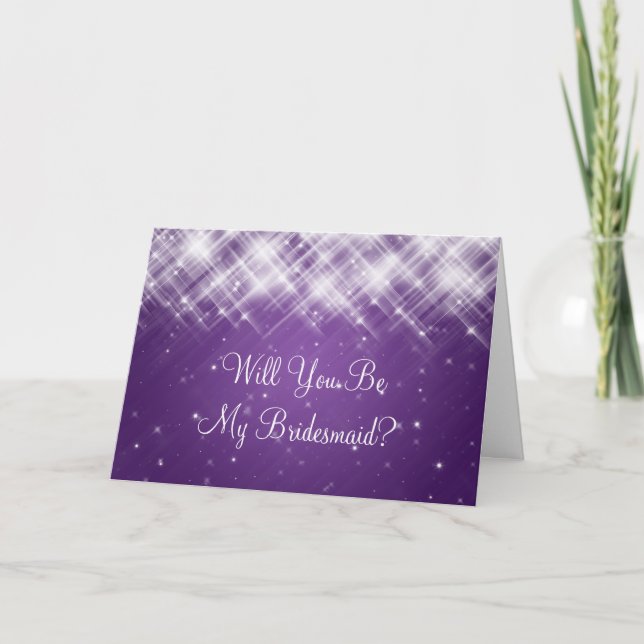 Invitation Soyez Ma Femme D'Accueil Glamore Étincelles Violet (Devant)