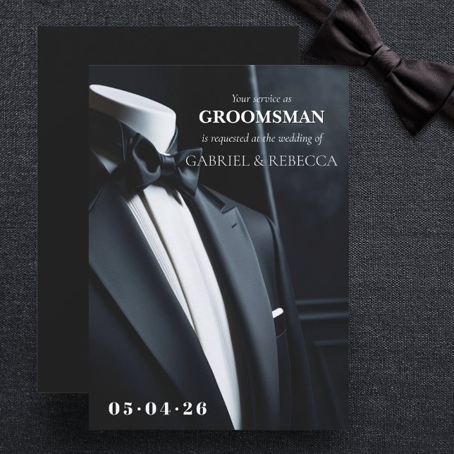 Invitation Soyez mon groomsman demande cravate noire mariage (Créateur téléchargé)