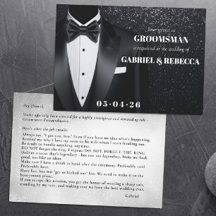 Invitation Soyez mon groomsman demande description arc noir c