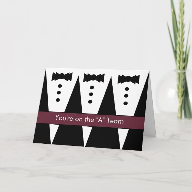 Invitation Soyez mon meilleur homme avec des Tuxes - FUNNY (Devant)