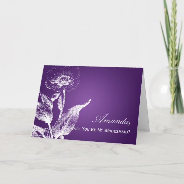 Invitation Soyez mon pourpre de pavot de demoiselle d'honneur (Devant)