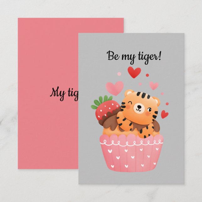 Invitation Soyez mon tigre tigresse valentine (Devant / Derrière)