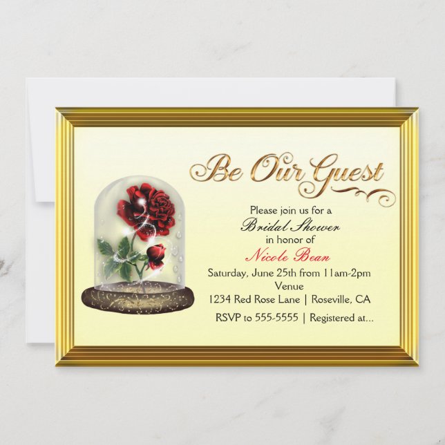 Invitation Soyez notre invité Rose rouge en verre Élégant (Devant)