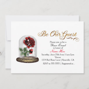 Invitation Soyez notre invité Rose rouge en verre Elegant Bla