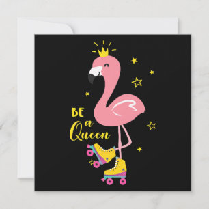 Invitation Soyez Une Reine Rose Flamant rose Roller Femmes Fi