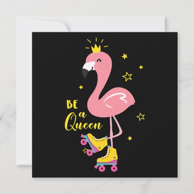 Invitation Soyez Une Reine Rose Flamant rose Roller Femmes Fi (Devant)