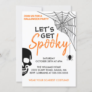 Invitation Soyons Éffrayants de la fête d'Halloween Blanc