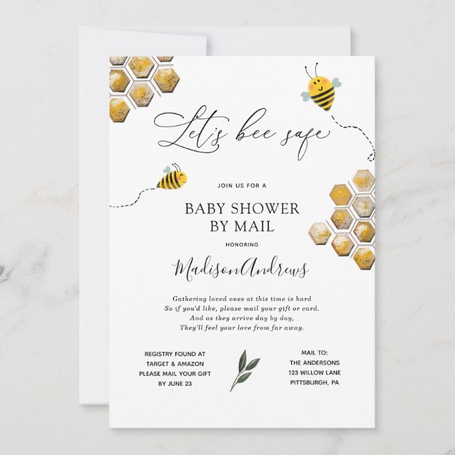 Invitation Soyons en sécurité Baby shower par courrier (Devant)