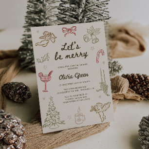 Invitation Soyons joyeux Fête des mariées de Noël tirée main