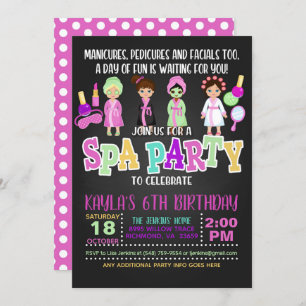 Invitation Spa à la fête d'anniversaire - Filles