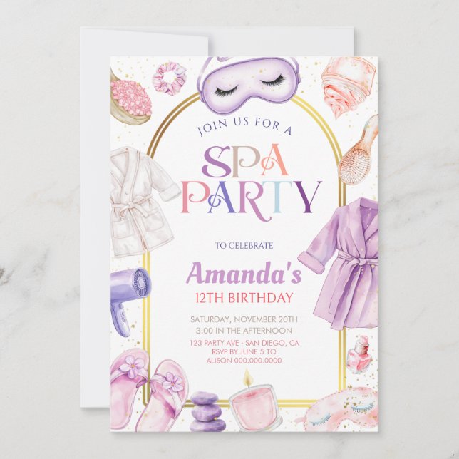 Invitation  Spa day Girls Birthday (Devant)