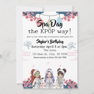 Invitation Spa Day the KPOP Way birthday