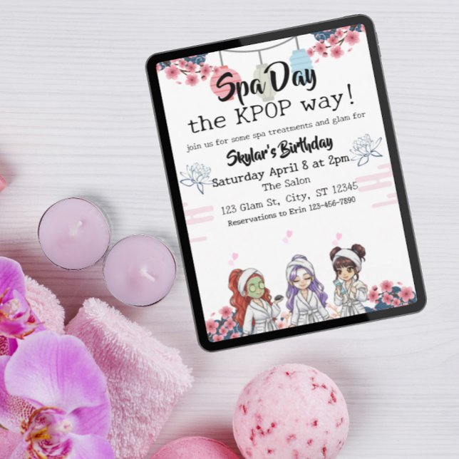 Invitation Spa Day the KPOP Way birthday (Créateur téléchargé)