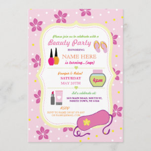 Invitation Spa de beauté Fête d'anniversaire Relax Pamper Fac