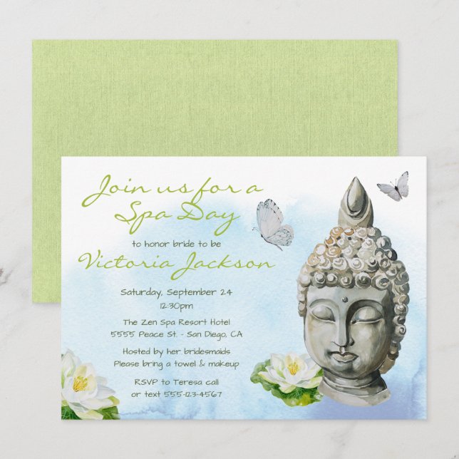 Invitation Spa de douche nuptiale Zen (Devant / Derrière)