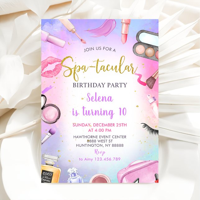 Invitation Spa Party Glam Girl Anniversaire de fête Invitatio (Créateur téléchargé)