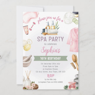 Invitation Spa Party Invitation, Natural Calm Refresh Pamper