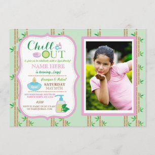 Invitation Spa Photo Anniversaire Fête Relax Pamper Girls Inv