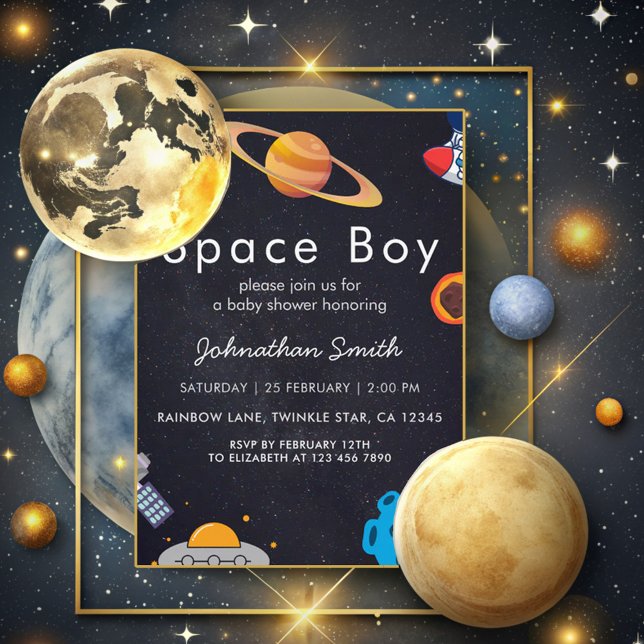 Invitation Space Boy Planets mignon Baby shower astronaute (Créateur téléchargé)