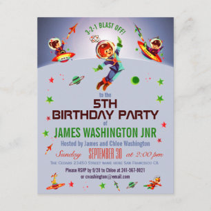 Invitation Space Boy's 5th Birthday Party