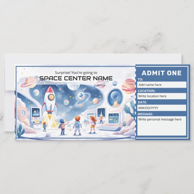 Invitation Space Centre -  Space Museum Ticket Template (Devant)