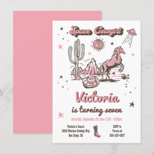 Invitation Space Cowgirl Western Anniversaire