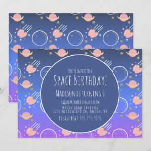 Invitation Space Galaxy Astéroïde Anniversaire