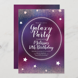 Invitation Space Galaxy Nebula Parties scintillant Lune Anniv