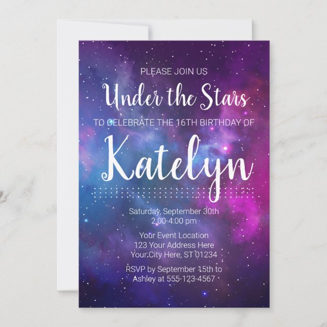 Invitation Space Galaxy Under the Stars (Devant)