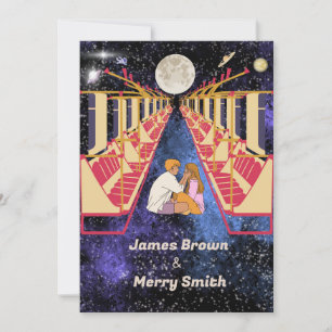 Invitation Space Moon Univers Romantique Night Train Mariage