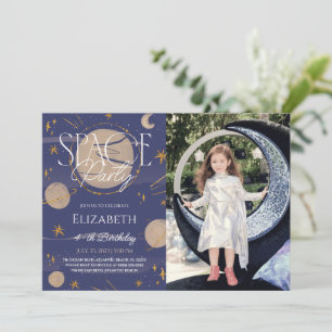 Invitation Space Night Sky Galaxy Anniversaire Photo Invitati