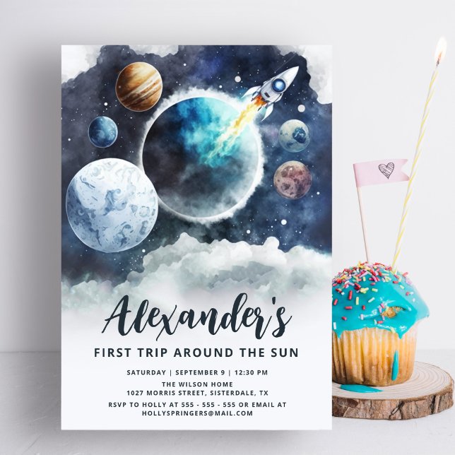 Invitation Space Planètes & Rockship Boy 1er anniversaire (Créateur téléchargé)