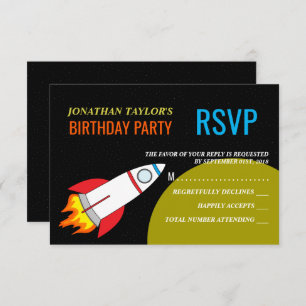 Invitation Space Rocket to the Moon Children's Birthday RSVP